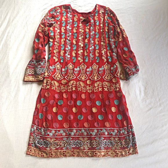Vintage Tops - Indian-inspired Red Tunic